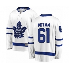 Men's Toronto Maple Leafs #61 Nic Petan Authentic White Away Fanatics Branded Breakaway Hockey Jersey