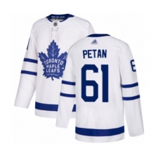 Men's Toronto Maple Leafs #61 Nic Petan Authentic White Away Hockey Jersey