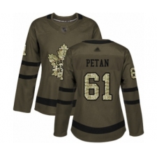 Women's Toronto Maple Leafs #61 Nic Petan Authentic Green Salute to Service Hockey Jersey