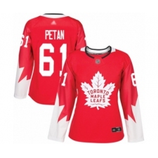 Women's Toronto Maple Leafs #61 Nic Petan Authentic Red Alternate Hockey Jersey