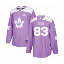 Men's Toronto Maple Leafs #83 Cody Ceci Authentic Purple Fights Cancer Practice Hockey Jersey