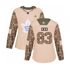 Women's Toronto Maple Leafs #83 Cody Ceci Authentic Camo Veterans Day Practice Hockey Jersey