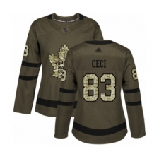 Women's Toronto Maple Leafs #83 Cody Ceci Authentic Green Salute to Service Hockey Jersey