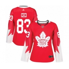 Women's Toronto Maple Leafs #83 Cody Ceci Authentic Red Alternate Hockey Jersey