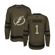 Men's Tampa Bay Lightning #1 Mike Condon Authentic Green Salute to Service Hockey Jersey