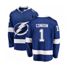 Men's Tampa Bay Lightning #1 Mike Condon Fanatics Branded Blue Home Breakaway Hockey Jersey