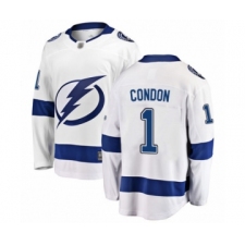 Men's Tampa Bay Lightning #1 Mike Condon Fanatics Branded White Away Breakaway Hockey Jersey