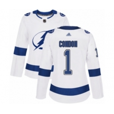 Women's Tampa Bay Lightning #1 Mike Condon Authentic White Away Hockey Jersey