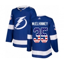Youth Tampa Bay Lightning #35 Curtis McElhinney Authentic Blue USA Flag Fashion Hockey Jersey