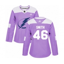 Women's Tampa Bay Lightning #46 Gemel Smith Authentic Purple Fights Cancer Practice Hockey Jersey