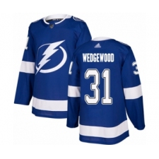 Youth Tampa Bay Lightning #31 Scott Wedgewood Authentic Royal Blue Home Hockey Jersey