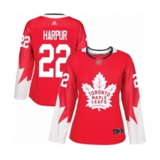 Women's Toronto Maple Leafs #22 Ben Harpur Authentic Red Alternate Hockey Jersey