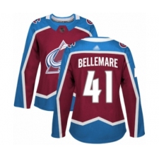 Women's Colorado Avalanche #41 Pierre-Edouard Bellemare Authentic Burgundy Red Home Hockey Jersey