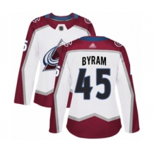 Women's Colorado Avalanche #45 Bowen Byram Authentic White Away Hockey Jersey