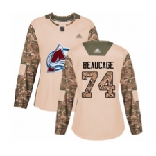 Women's Colorado Avalanche #74 Alex Beaucage Authentic Camo Veterans Day Practice Hockey Jersey