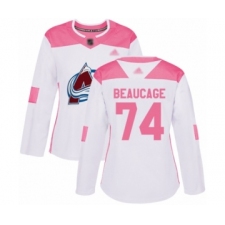 Women's Colorado Avalanche #74 Alex Beaucage Authentic White Pink Fashion Hockey Jersey
