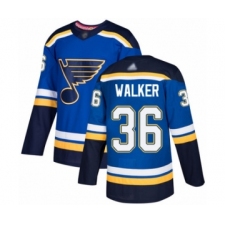 Youth St. Louis Blues #36 Nathan Walker Authentic Royal Blue Home Hockey Jersey