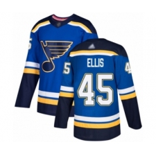Men's St. Louis Blues #45 Colten Ellis Authentic Royal Blue Home Hockey Jersey