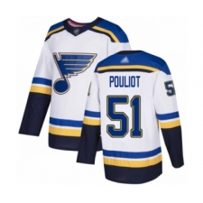 Men's St. Louis Blues #51 Derrick Pouliot Authentic White Away Hockey Jersey