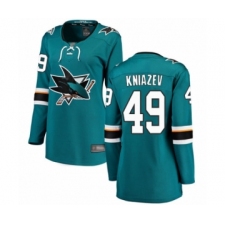 Women's San Jose Sharks #49 Artemi Kniazev Fanatics Branded Teal Green Home Breakaway Hockey Jersey