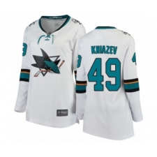 Women's San Jose Sharks #49 Artemi Kniazev Fanatics Branded White Away Breakaway Hockey Jersey