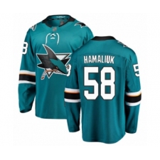 Men's San Jose Sharks #58 Dillon Hamaliuk Fanatics Branded Teal Green Home Breakaway Hockey Jersey