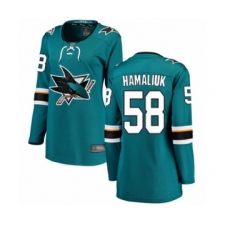 Women's San Jose Sharks #58 Dillon Hamaliuk Fanatics Branded Teal Green Home Breakaway Hockey Jersey