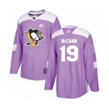 Men's Pittsburgh Penguins #19 Jared McCann Authentic Purple Fights Cancer Practice Hockey Jersey