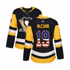 Women's Pittsburgh Penguins #19 Jared McCann Authentic Black USA Flag Fashion Hockey Jersey