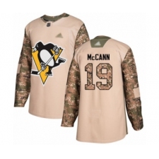 Youth Pittsburgh Penguins #19 Jared McCann Authentic Camo Veterans Day Practice Hockey Jersey