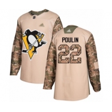 Men's Pittsburgh Penguins #22 Samuel Poulin Authentic Camo Veterans Day Practice Hockey Jersey
