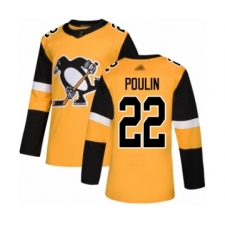 Men's Pittsburgh Penguins #22 Samuel Poulin Authentic Gold Alternate Hockey Jersey