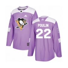 Men's Pittsburgh Penguins #22 Samuel Poulin Authentic Purple Fights Cancer Practice Hockey Jersey