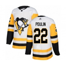 Men's Pittsburgh Penguins #22 Samuel Poulin Authentic White Away Hockey Jersey