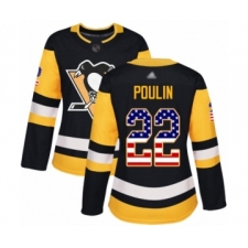 Women's Pittsburgh Penguins #22 Samuel Poulin Authentic Black USA Flag Fashion Hockey Jersey