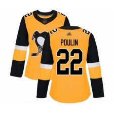 Women's Pittsburgh Penguins #22 Samuel Poulin Authentic Gold Alternate Hockey Jersey