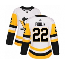 Women's Pittsburgh Penguins #22 Samuel Poulin Authentic White Away Hockey Jersey