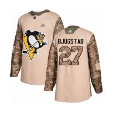 Men's Pittsburgh Penguins #27 Nick Bjugstad Authentic Camo Veterans Day Practice Hockey Jersey