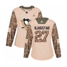 Women's Pittsburgh Penguins #27 Nick Bjugstad Authentic Camo Veterans Day Practice Hockey Jersey