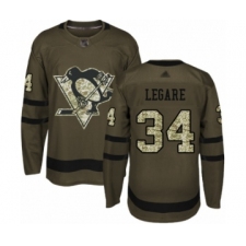 Men's Pittsburgh Penguins #34 Nathan Legare Authentic Green Salute to Service Hockey Jersey