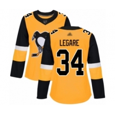 Women's Pittsburgh Penguins #34 Nathan Legare Authentic Gold Alternate Hockey Jersey