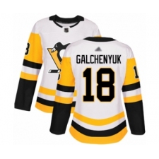 Women's Pittsburgh Penguins #18 Alex Galchenyuk Authentic White Away Hockey Jersey