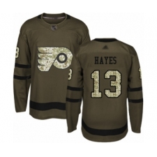 Men's Philadelphia Flyers #13 Kevin Hayes Authentic Green Salute to Service Hockey Jersey