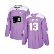 Men's Philadelphia Flyers #13 Kevin Hayes Authentic Purple Fights Cancer Practice Hockey Jersey