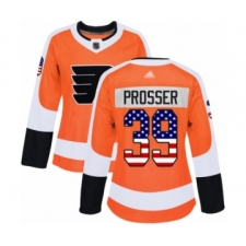 Women's Philadelphia Flyers #39 Nate Prosser Authentic Orange USA Flag Fashion Hockey Jersey