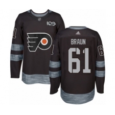 Men's Philadelphia Flyers #61 Justin Braun Authentic Black 1917-2017 100th Anniversary Hockey Jersey