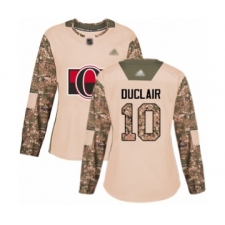 Women's Ottawa Senators #10 Anthony Duclair Authentic Camo Veterans Day Practice Hockey Jersey