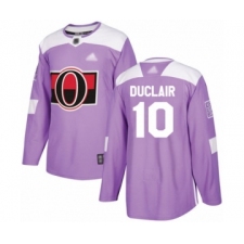 Youth Ottawa Senators #10 Anthony Duclair Authentic Purple Fights Cancer Practice Hockey Jersey