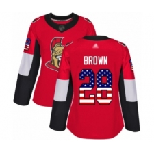 Women's Ottawa Senators #28 Connor Brown Authentic Red USA Flag Fashion Hockey Jersey