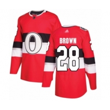 Youth Ottawa Senators #28 Connor Brown Authentic Red 2017 100 Classic Hockey Jersey